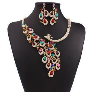 Jeweled Peacock Necklace Set