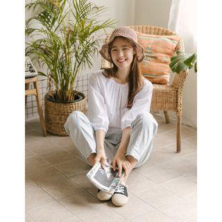 Lace Balloon-sleeve Top Ivory - One Size