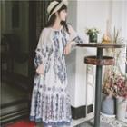 Long-sleeve Pattern-print Midi Dress