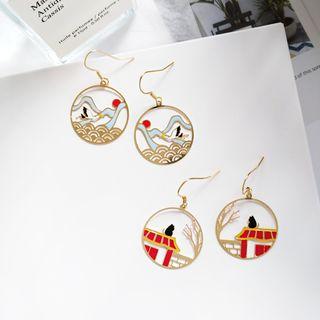 Alloy Retro Crane / Cat Dangle Earring