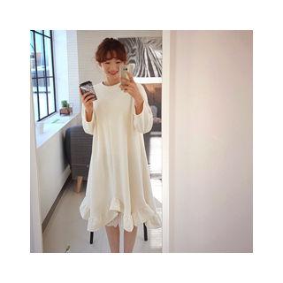 Frill-hem Midi T-shirt Dress