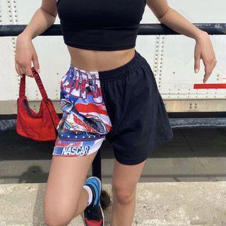 Printed Paneled Sweat Shorts