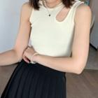 Cut-out Shoulder Knit Tank Top