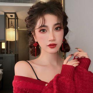Knot Drop Earring 1 Pair - Red - One Size