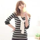 3/4-sleeve Striped Top