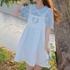 Floral Print Blouse / Embroidered Overall Dress