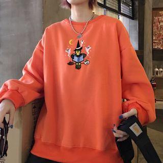 Embroidered Sweatshirt Tangerine - One Size