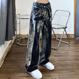 Low Rise Tie-dye Wide Leg Jeans