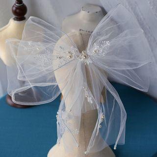 Wedding Lace Bow Hair Clip White - One Size