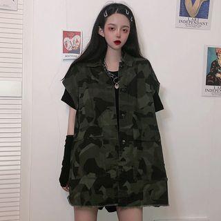 Sleeveless Camo Vest As Shown In Figure - One Size