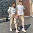 Couple Matching Short-sleeve T-shirt / Blouse / Straight Leg Pants