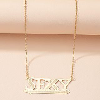 Lettering Pendant Alloy Necklace X1118 - Gold - One Size