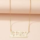 Lettering Pendant Alloy Necklace X1118 - Gold - One Size
