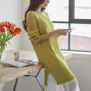 Raglan-sleeve Rib-knit Sweater Dress