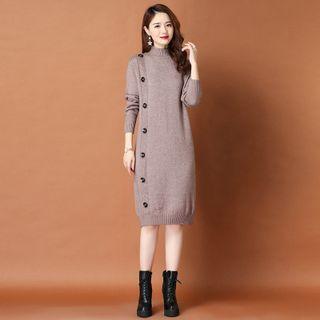 Mock-neck Sheath Sweater Dress
