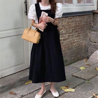 Midi Overall Dress / Puff Short-sleeve Shirt