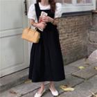 Midi Overall Dress / Puff Short-sleeve Shirt