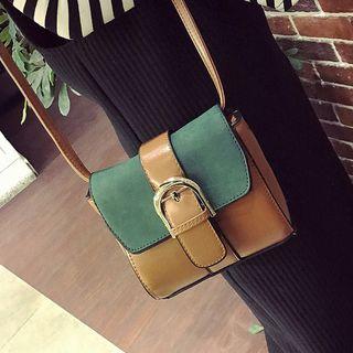 Buckled Colour Block Shoulder Bag