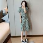 Short-sleeve Floral Print Midi Dress / Mini Dress
