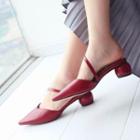 Genuine Leather Pointy Toe Low Heel Mules