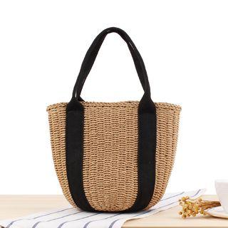 Straw Bucket Bag Camel - One Size