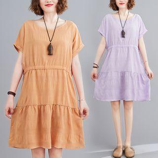 Short-sleeve Tiered Shift Dress