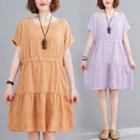 Short-sleeve Tiered Shift Dress