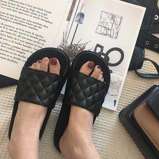 Quilted Faux Leather Slide Sandals
