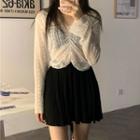 Long-sleeve Sheer Lace Top As Shown In Figure - One Size