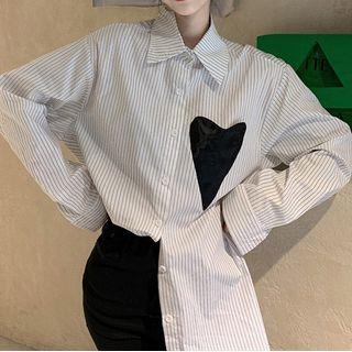 Long-sleeve Striped Heart Shirt