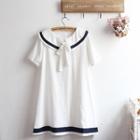 Sailor Style Short-sleeve A-line Dress