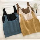 Plain Cable-knit Sleeveless Top