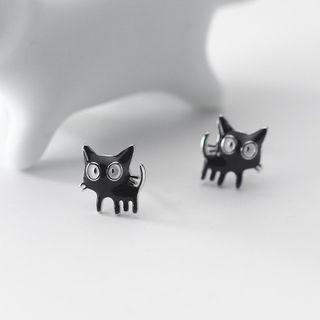 Sterling Silver Cat Stud Earring