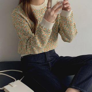 Floral Print Sweater Floral - White - One Size