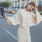 Set: Wide-sleeve Sweater + Pencil Skirt