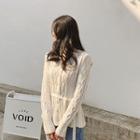 Padded-shoulder Cable-knit Cardigan With Sash