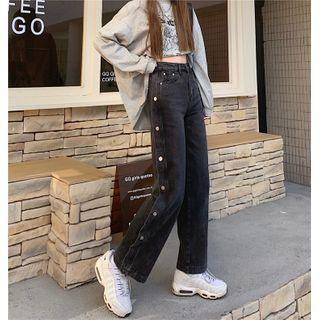 Button-seam Straight-leg Jeans