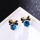 925 Sterling Silver Ribbon Cube Drop Earring 1 Pair - E048 - Gold - One Size