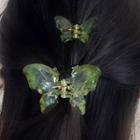 Set Of 2: Butterfly Faux Crystal Hair Clamp (various Designs) Set Of 2 - 2801a - Transparent Green - One Size