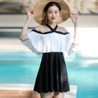 Open Shoulder Frilled Swimdress