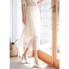 Faux-pearl Beaded Lace Tulle Skirt