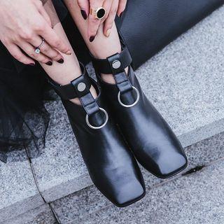 Block Heel Genuine Leather Ankle Boots