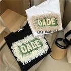 Short-sleeve Lettering Mesh Trim T-shirt