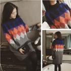 Mock-neck Patterned Long Sweater Multicolor - One Size