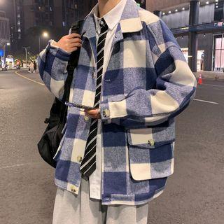 Plaid Button Jacket / Sweatpants / Set