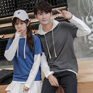 Couple Mock Two-piece Hoodie