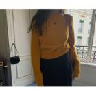 [dearest] Crew-neck Wool Blend Sweater (tangerine) One Size