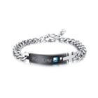 Fashion Elegant Black Geometric Rectangular 316l Stainless Steel Bracelet With Blue Cubic Zirconia Silver - One Size