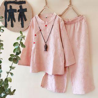 Traditional Chinese Long-sleeve Top / Wide-leg Pants