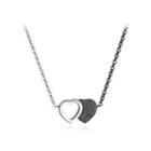 Simple Romantic 316l Stainless Steel Two-color Heart Necklace Silver - One Size